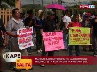 KB: Mahigit 2,000 miyembro ng Labor Unions, nagprotesta vs Sin Tax Reform Bill