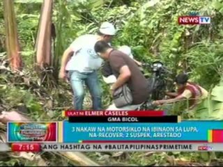 BP: 3 nakaw na motorsiklo na ibinaon sa lupa, na-recover; 2 suspek, arestado