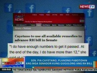 NTG: Sen. Pia cayetano, planong pabotohin ang mga senador kung gugulong ang RH bill