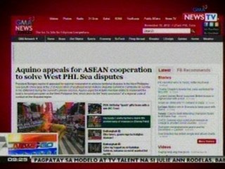 NTG: Aquino appeals for ASEAN cooperation to solve West PHL Sea disputes, banner story ng GMA News
