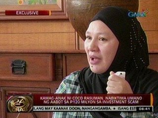 24 Oras: Kamag-anak ni Coco Rasuman, nabiktma umano ng aabot sa P120-M sa investment scam
