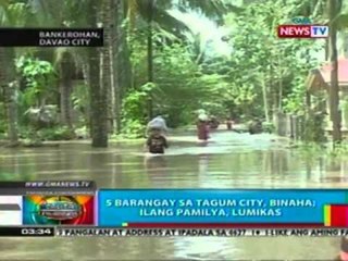 BP: 5 barangay sa Tagum city, binaha; Ilang pamilya, lumikas