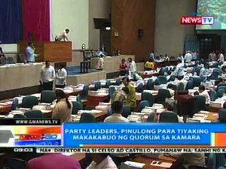 NTG: Party leaders, pinulong para tiyaking makakabuo ng quorum sa Kamara