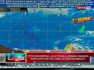 NTL: Typhoon Bopha, lalo pang lumakas habang papalapit sa PHL Area of Responsibility