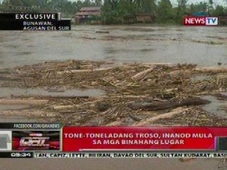 QRT: Tone-toneladang troso, inanod mula sa mga binahang lugar sa Agusan del Sur