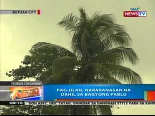 NTG: Pag-ulan, nararanasan na dahil sa bagyong Pablo (Butuan city)