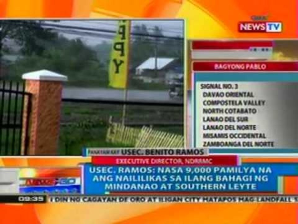 NTG: NDRRMC, patuloy na nagmo-monitor sa mga lugar na apektado ng bagyong Pablo