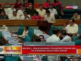 BT: RH Bill, inaasahang pagbobotohan na sa kamara ngayong araw