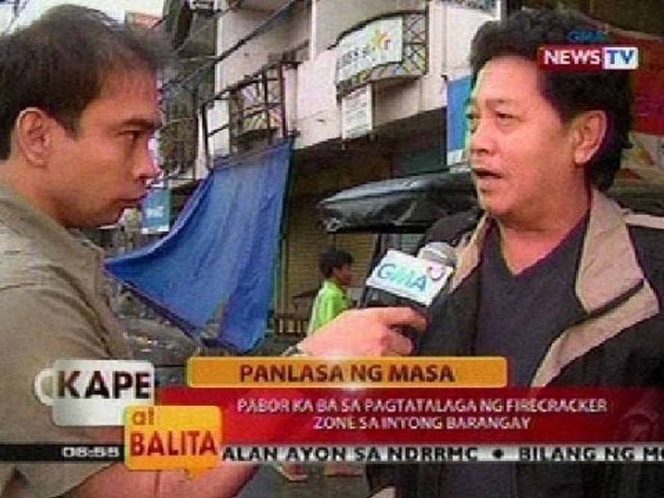 KB: Panlasa ng Masa: Pabor ka ba sa pagtatalaga ng firecracker zone sa inyong barangay?