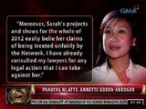 24Oras: Atty. Annette Gozon-Abrogar at kanyang mga abugado, gagawa ng aksyong legal vs Sarah Lahbati