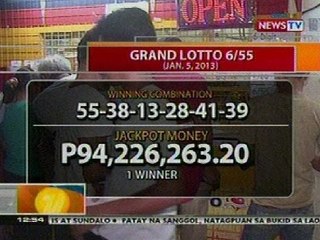 BT: Grand Lotto 6/55 (Jan 5, 2013), 1 winner