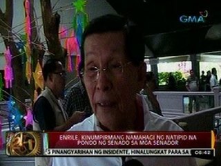 24 Oras: Enrile, kinumpirmang namahagi ng natipid na pondo ng Senado sa mga senador