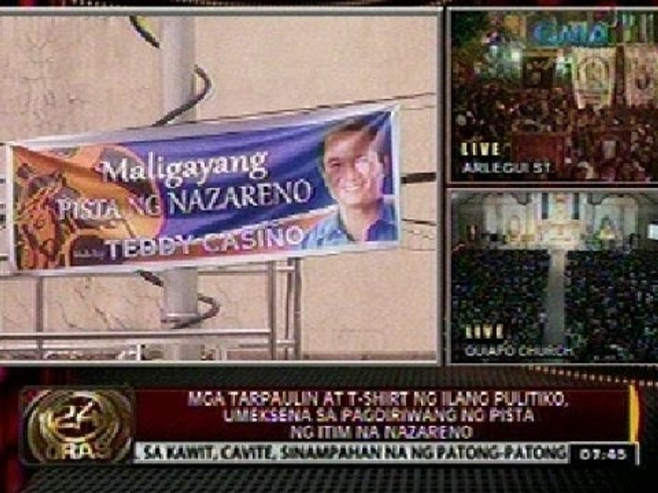 Mga tarpaulin at t-shirt ng ilang pulitiko, umeksena sa pagdiriwang ng Pista ng Itim na Nazareno