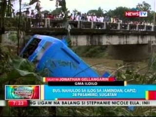 BP: Bus, nahulog sa ilog sa Jamindan, Capiz, 28 pasahero, sugatan