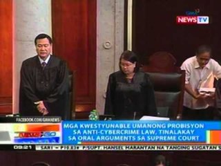 Mga kwestyunable umanong probinsyon sa anti-cybercrime law, tinalakay sa oral arguments sa SC