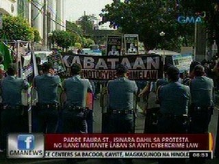 24Oras: Padre Faura St., isinara dahil sa protesta ng ilang militante vs. Anti Cybercrime Law