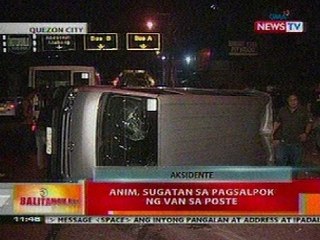 BT: 6, sugatan sa pagsalpok ng van sa poste sa QC