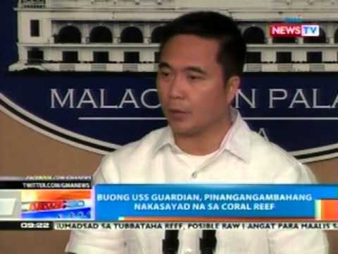 NTG: Buong USS Guardian, pinangangambahang nakasayad sa coral reef