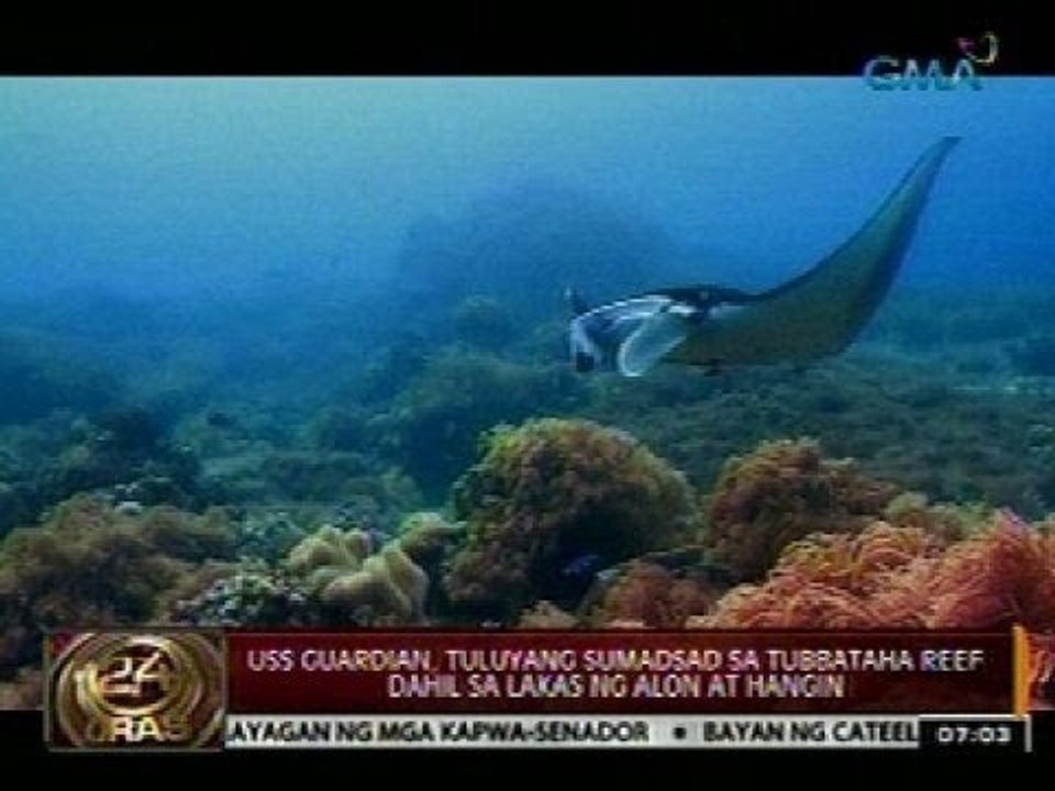 24 Oras: Corals sa Tubbataha, posibleng mas mapinsala pa kapag muling gumalaw ang USS Guardian