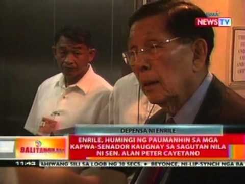 Enrile, humingi ng paumanhin sa mga kapwa-senador kaugnay sa sagutan nila ni Sen. Alan Cayetano