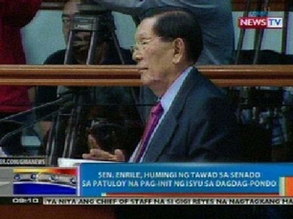 NTG: Sen. Enrile, humingi ng tawad sa Senado sa patuloy na pag-init ng isyu sa dagdag-pondo