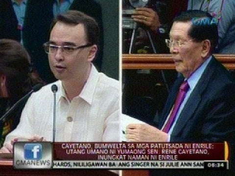 24 Oras: Cayetano, bumwelta sa mgapatutsada ni Enrile