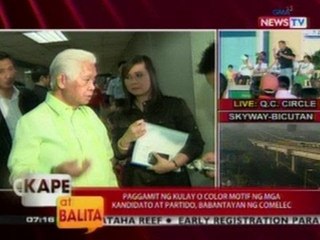 KB: Paggamit ng kulay o color motif ng mga kandidato at partido, babantayan ng Comelec