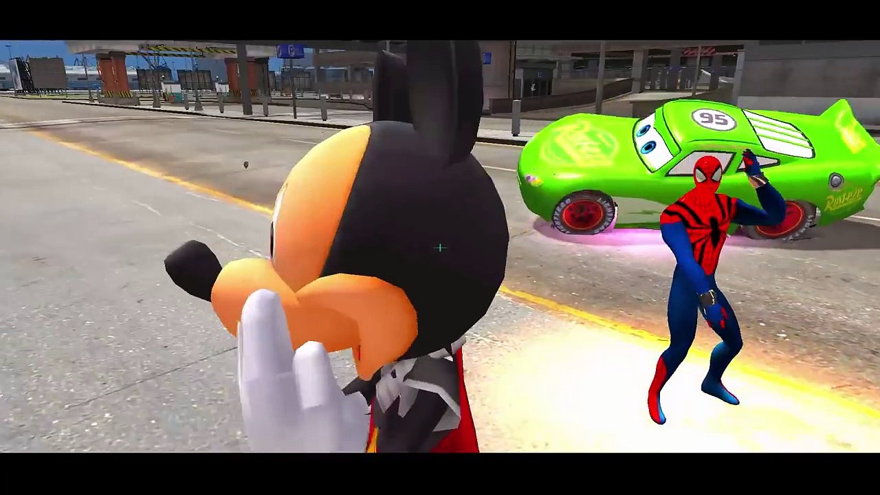 Disney Cars Lightning McQueen Green & Mickey Mouse Spiderman + Nursery Rhymes for Children