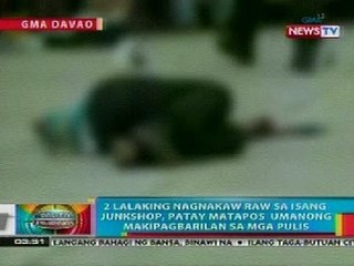 BP: 2 lalaking nagnakaw sa junkshop sa Davao, patay nang makipagbarilan sa pulis