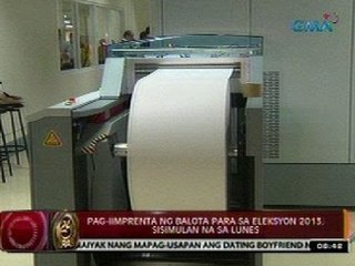 24 Oras: Pag-Iimprenta ng balota para sa Eleksyon 2013, sisimulan na sa Lunes