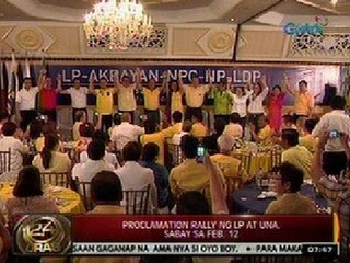 24Oras: Proclamation rally ng LP at UNA, sabay sa Feb. 12