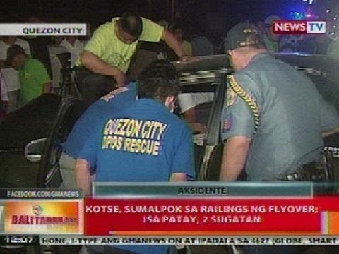 BT: Kotse, sumalpok sa railings ng flyover sa Katipunan, QC; 1 patay, 2 sugatan