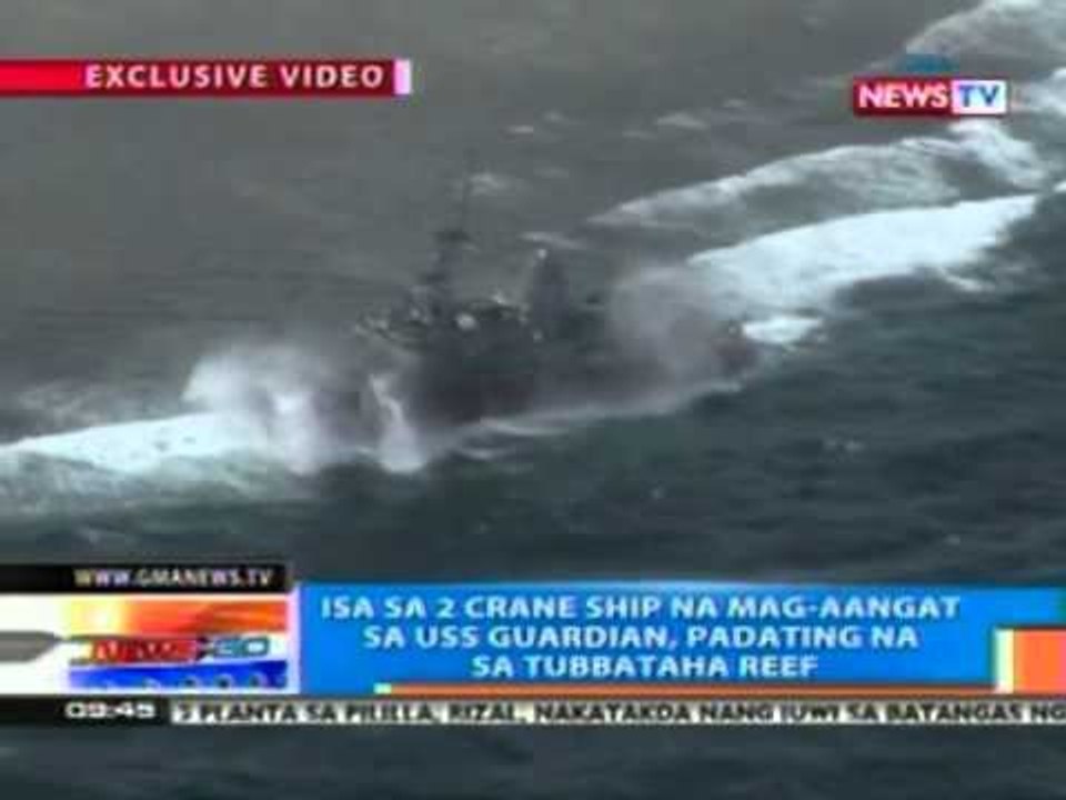 NTG: Isa sa 2 crane ship na mag-aangat sa USS Guardian, padating na sa Tubbataha Reef