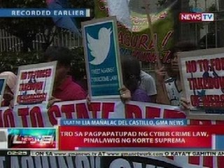 NTL: TRO sa pagpapatupad ng Cyber Crime Law, pinalawig ng SC