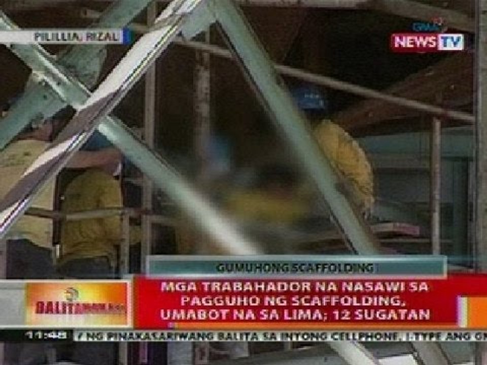 BT: Mga trabahador na nasawi sa pagguho ng scaffolding sa RIzal, umabot na sa 5