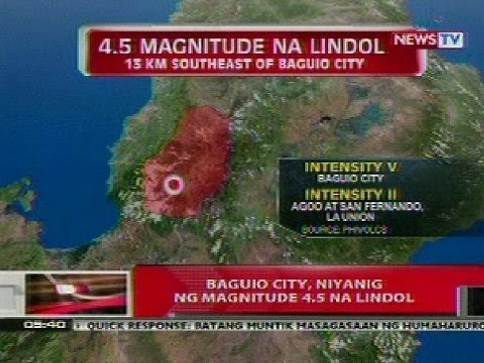 QRT: Baguio, niyanig ng magnitute 4.5 na lindol