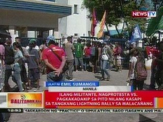 BT: Ilang militante, nagprotesta vs pagkakadakip sa 7 kasapi sa tangkang rally sa Malacañang