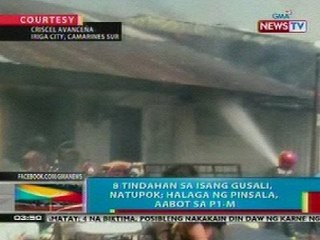 BP: 8 tindahan sa isang gusali sa CamSur, natupok; P1-M halaga, natupok