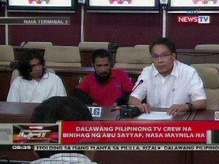 QRT: 2 pilipinong TV crew na binihag ng Abu Sayyaf, nasa Maynila na