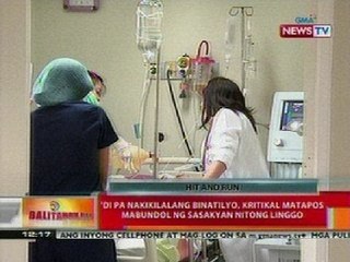 BT: 'Di pa nakikilalang binatilyo, kritikal matapos mabundol ng sasakyan nitong linggo