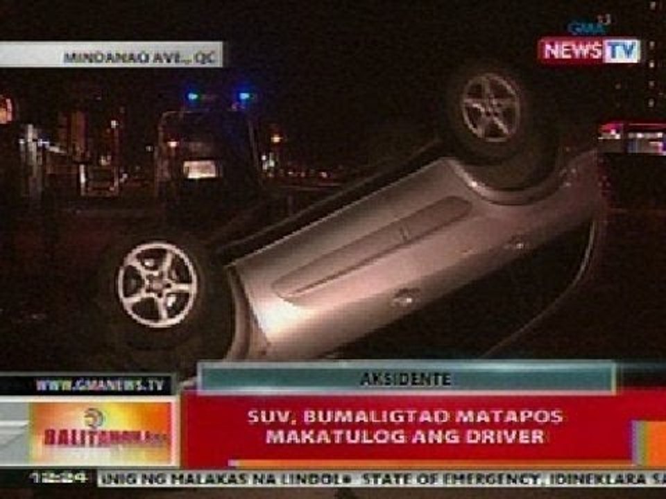 BT: SUV sa QC, bumaligtad matapos makatulog ang driver