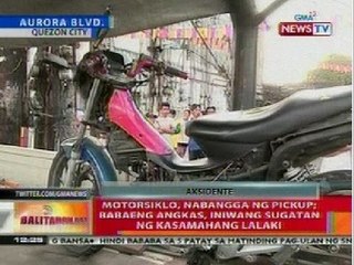 BT: Motorsiklo sa QC, nabangga ng pickup