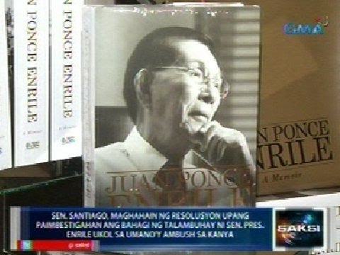 Saksi: Pagiit ni Sen. Enrile sa kanyang libro na inambush siya, pinaiimbestigahan ni Sen. Santiago