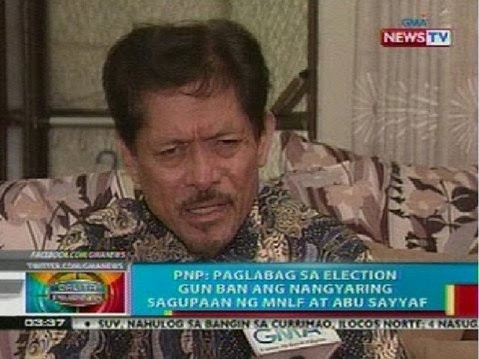 BP: PNP: Paglabag sa election gun ban ang nangyaring sagupaan ng MNLF at Abu Sayyaf