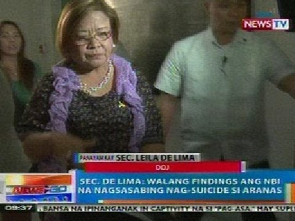 NTG: Sec. De Lima, pinaiimbestigahan ang pagkamatay ng isa sa mga testigo sa Ortega murder case