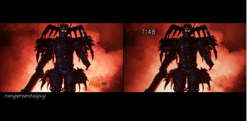 Power Rangers Super Samurai Red Ranger vs Xandred First Fight Split Screen (PR and Sentai version)