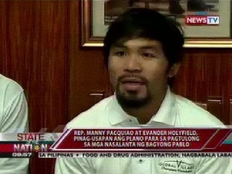 Pacquiao at Holyfield, pinag-usapan ang plano para sa pagtulong sa mga nasalanta ng bagyong Pablo