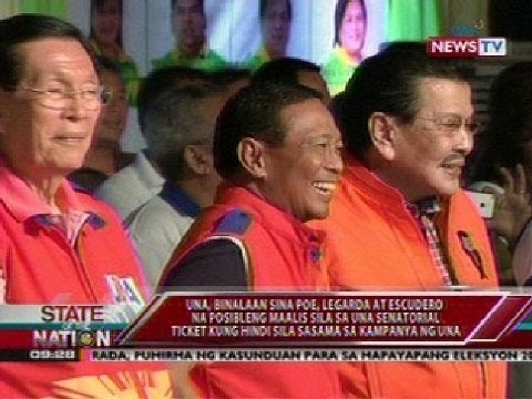 UNA, binalaan sina Poe, Legarda at Escudero na posibleng maalis sila sa UNA senatorial ticket