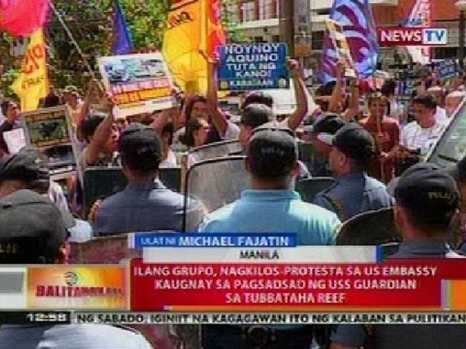 BT: Ilang grupo, nagkilos-protesta sa US Embassy sa pagsadsad ng USS Guardian sa TUbbataha Reef
