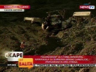 KB: Paghahanap sa 5 pang minerong nawawala sa Semirara, pansamantalang itinigil